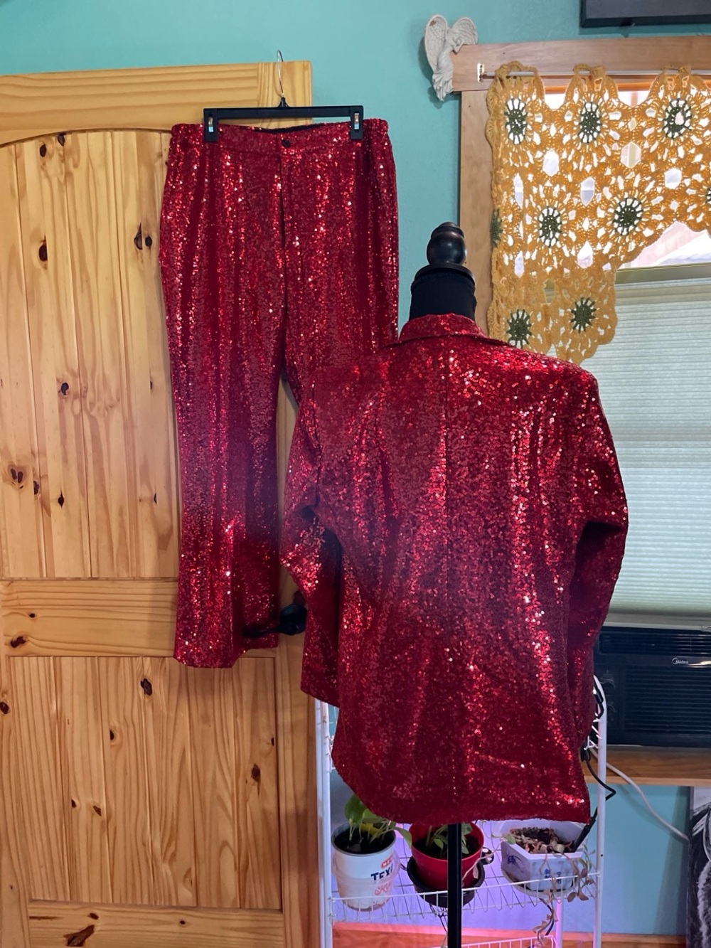 Red Sequin Blazer & Pants Set - Picture 3 of 3